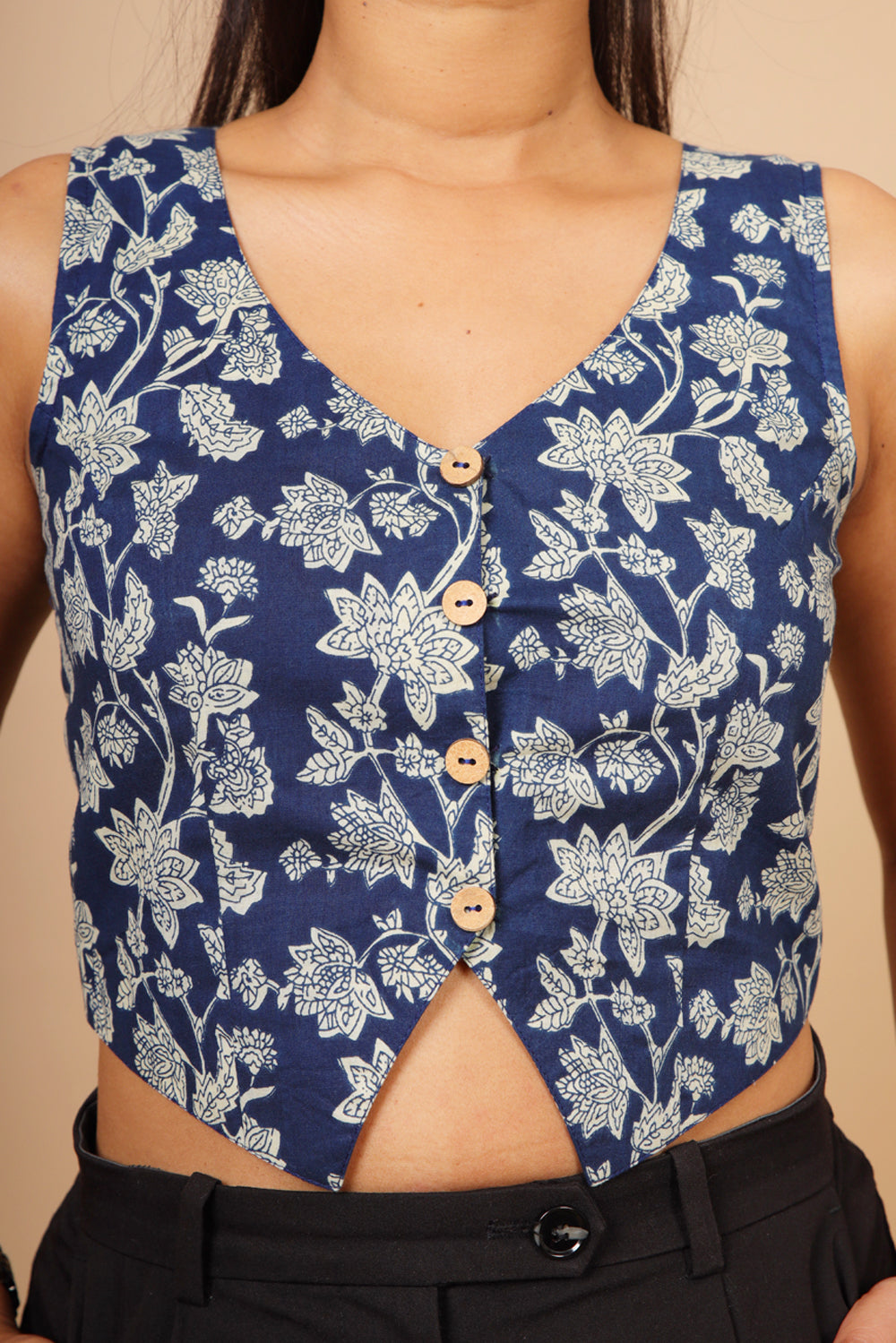 Blue Waist-coat Top