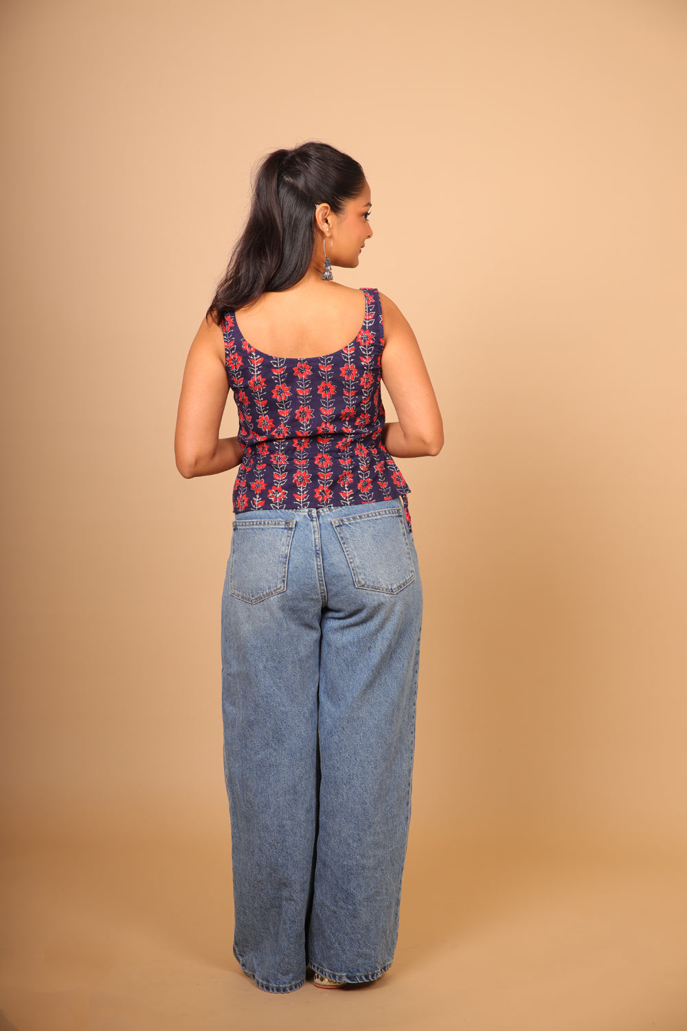 Blue Printed Mirror Top