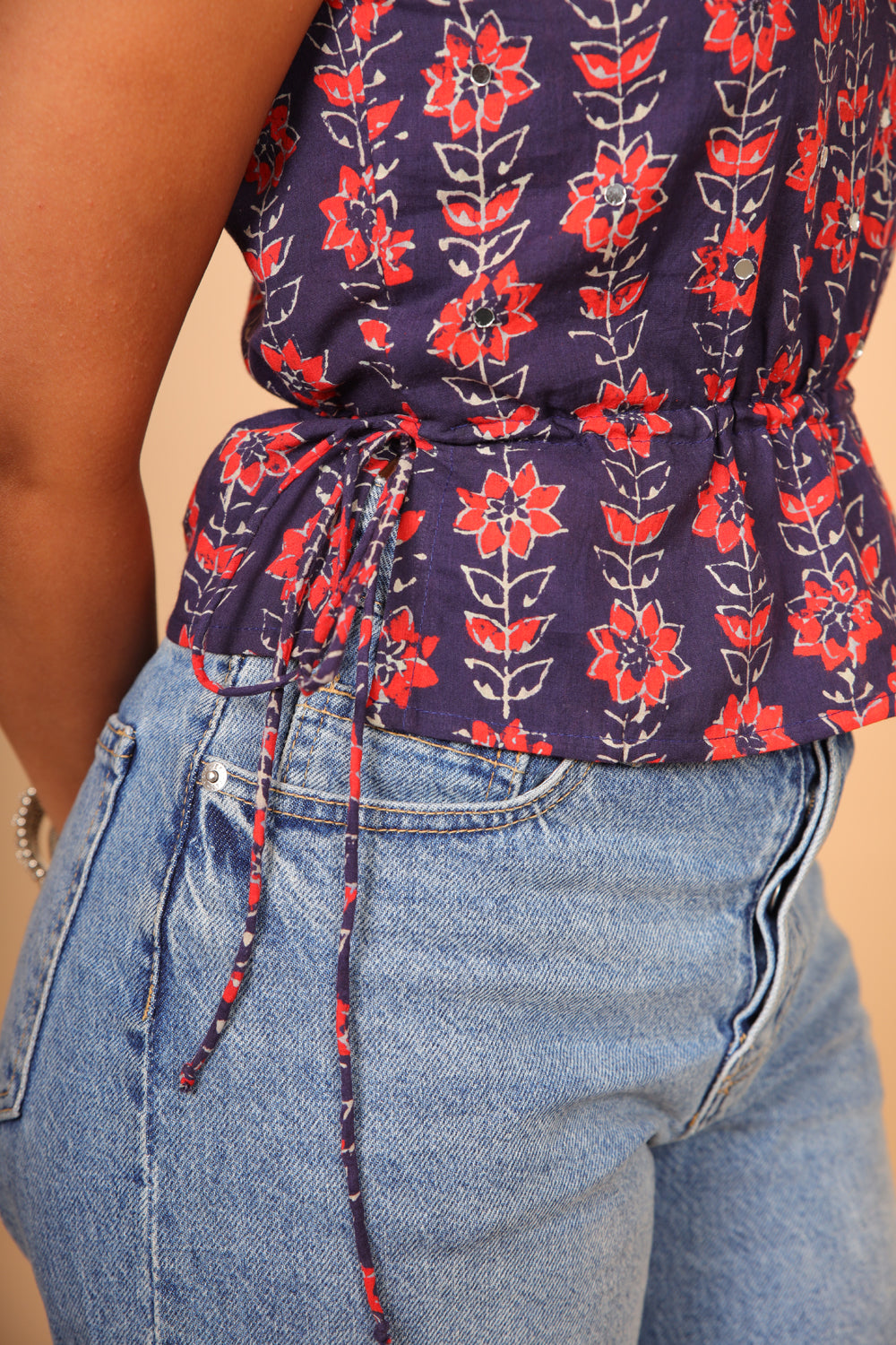 Blue Printed Mirror Top