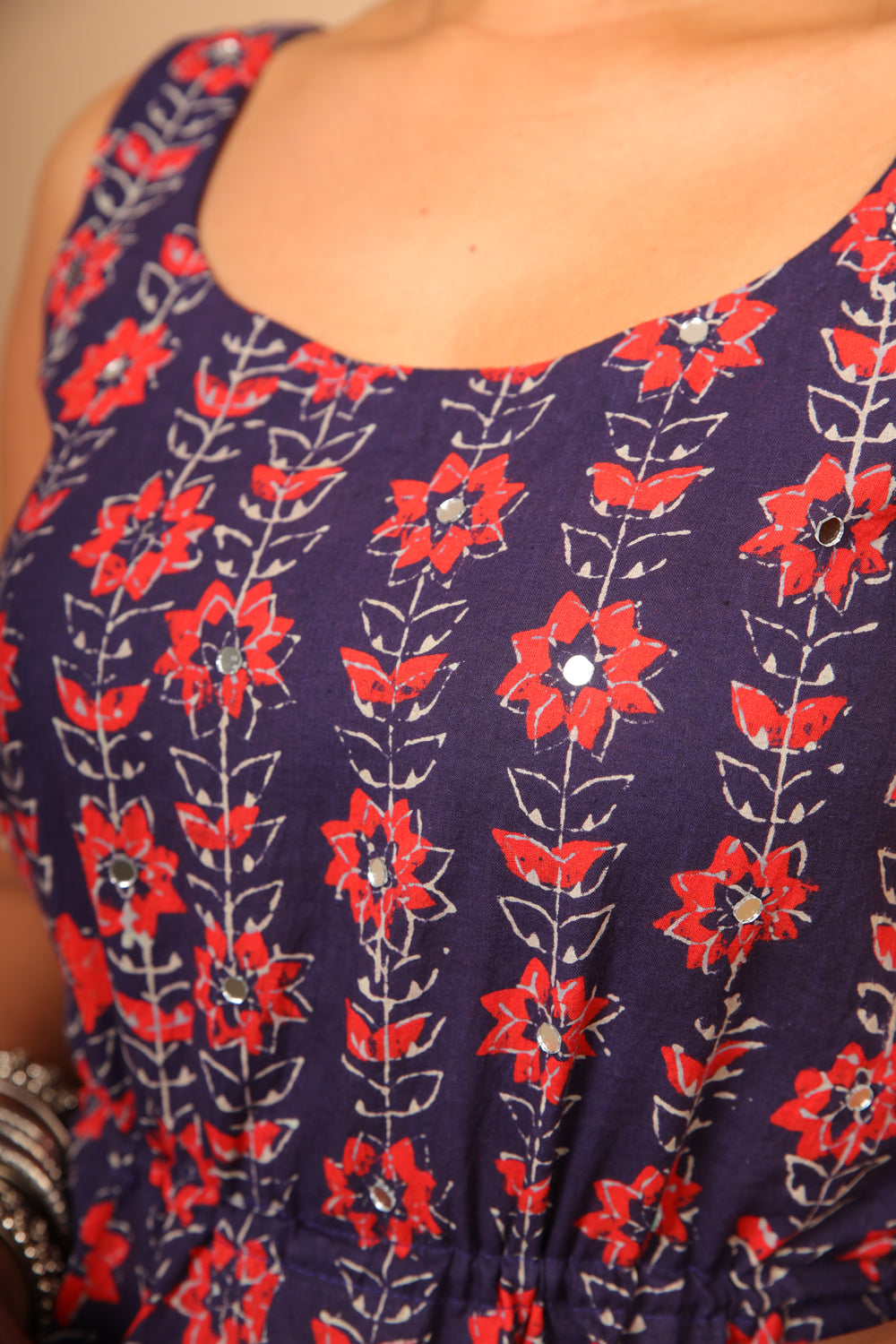 Blue Printed Mirror Top