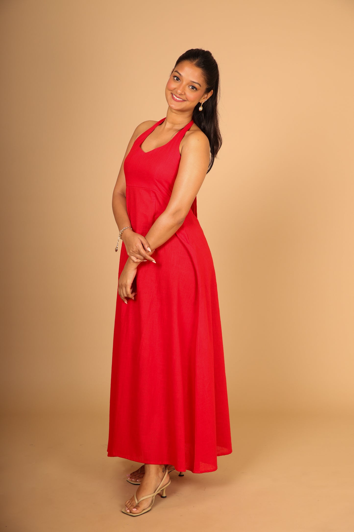 Red Halter Maxi Dress