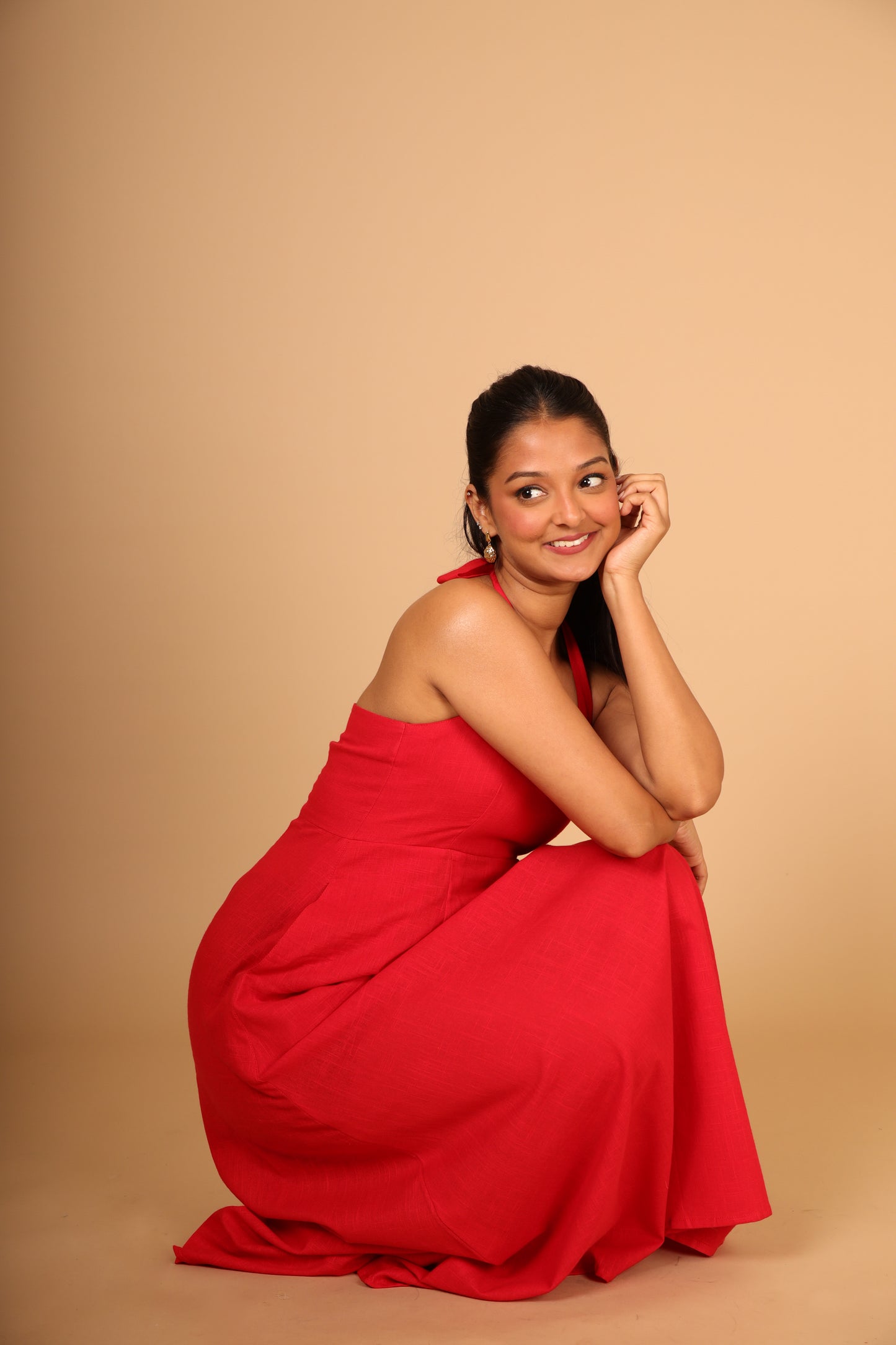 Red Halter Maxi Dress