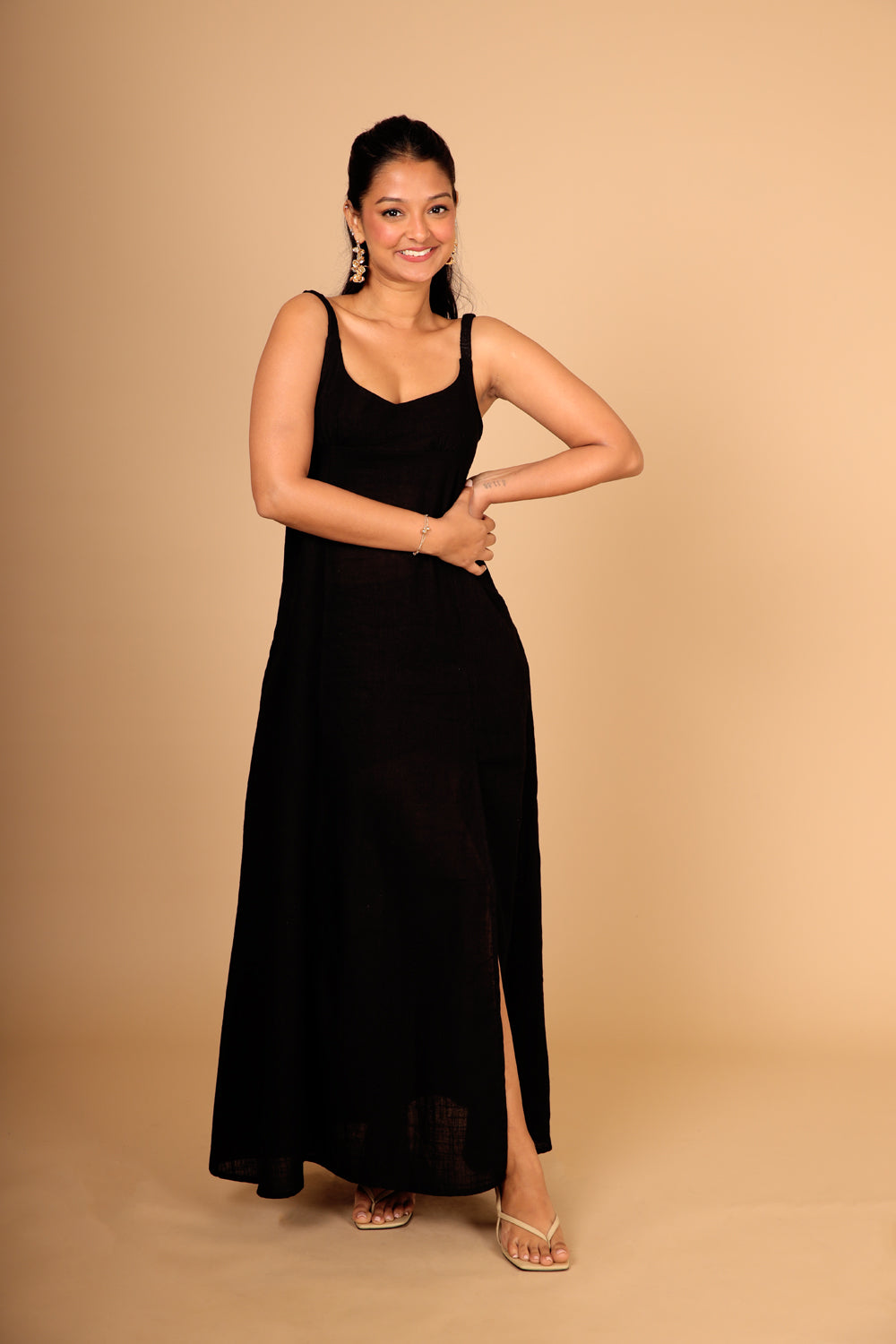 Black Slit Maxi Dress