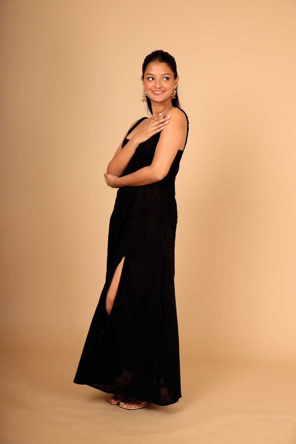 Black Slit Maxi Dress