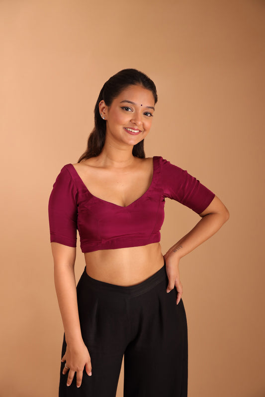 Wine V-Neck Blouse