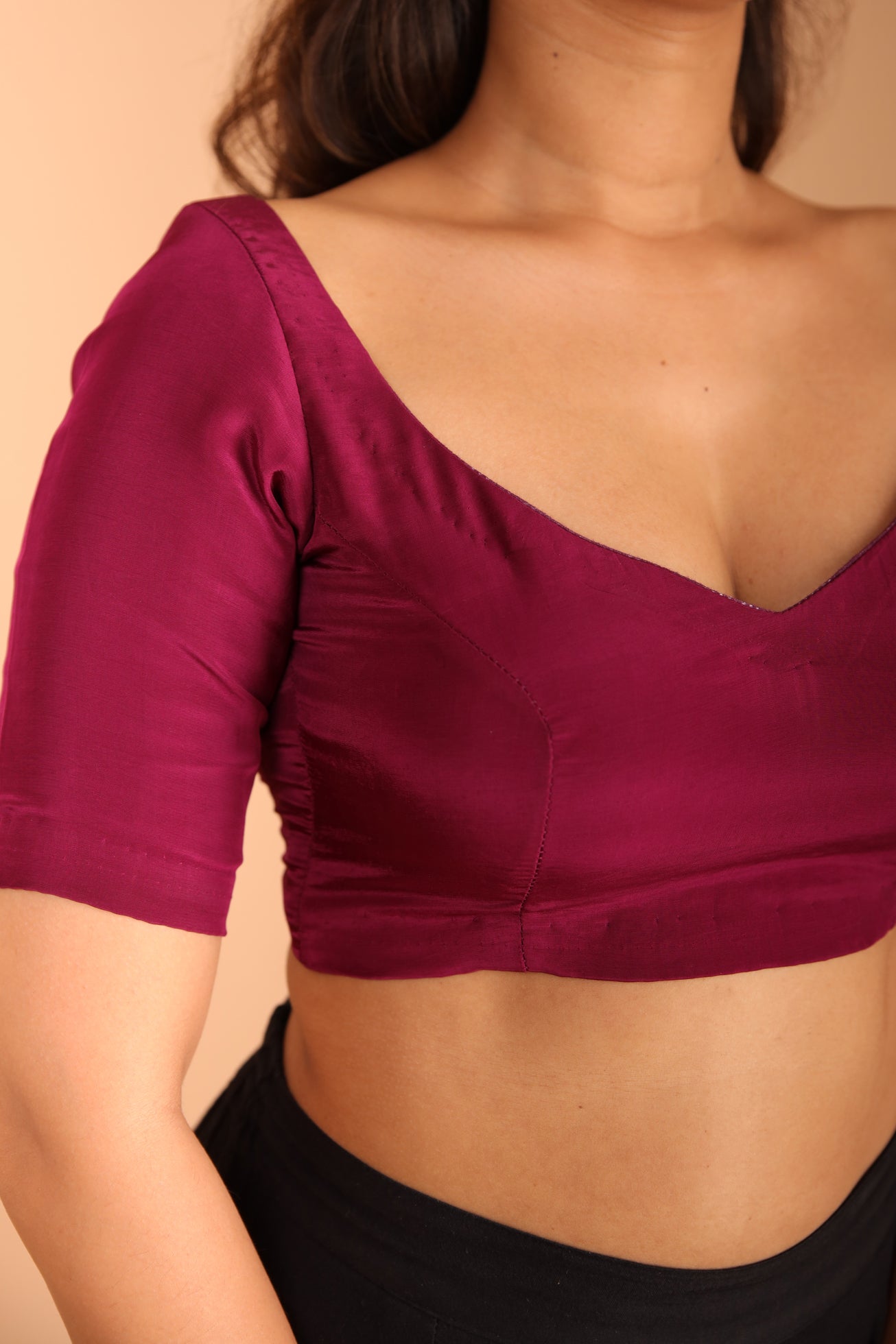 Wine V-Neck Blouse
