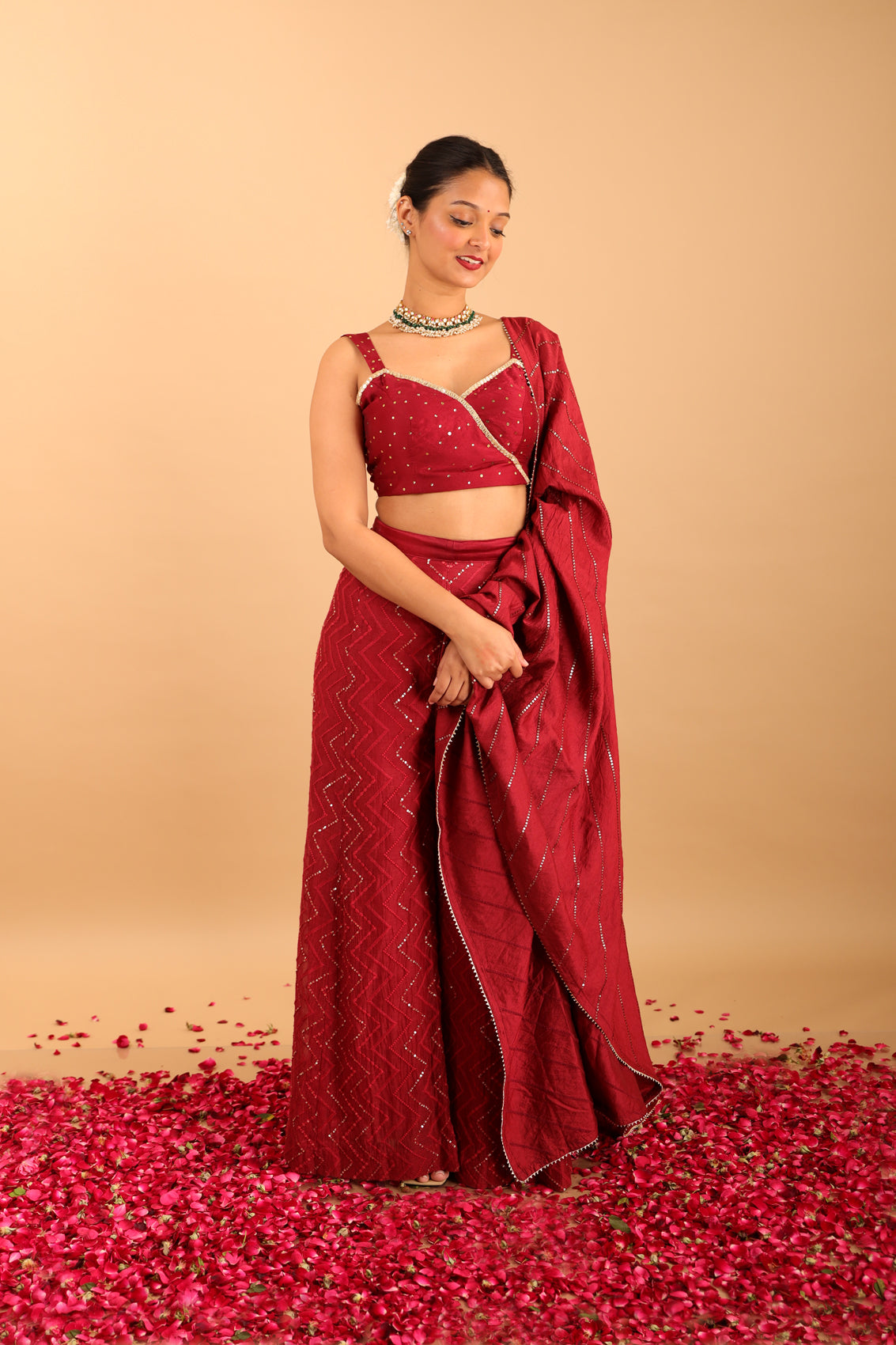 Sindoori Laal Co-ord Set with Dupatta