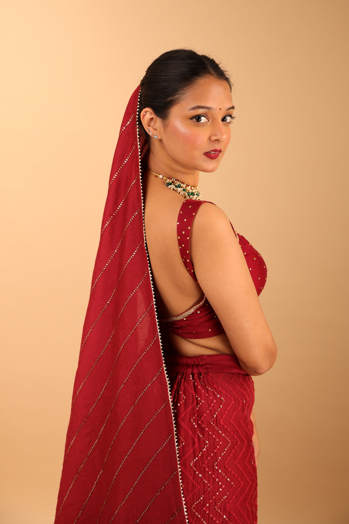 Sindoori Laal Co-ord Set with Dupatta