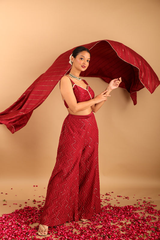 Sindori Laal Co-ord Set with Dupatta