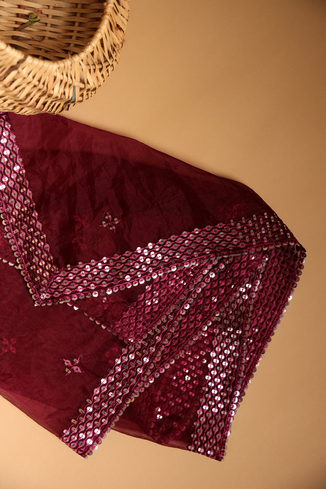 Heavy Purple Organza Dupatta