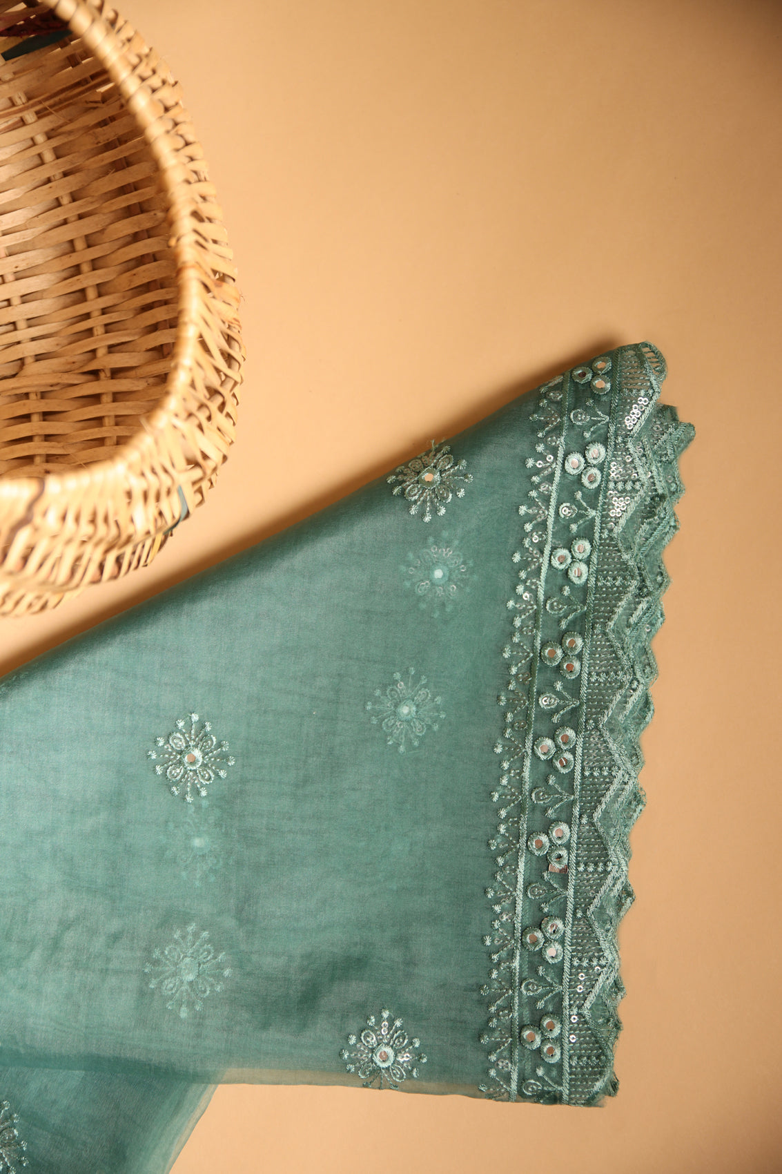 Sea Green Organza Dupatta