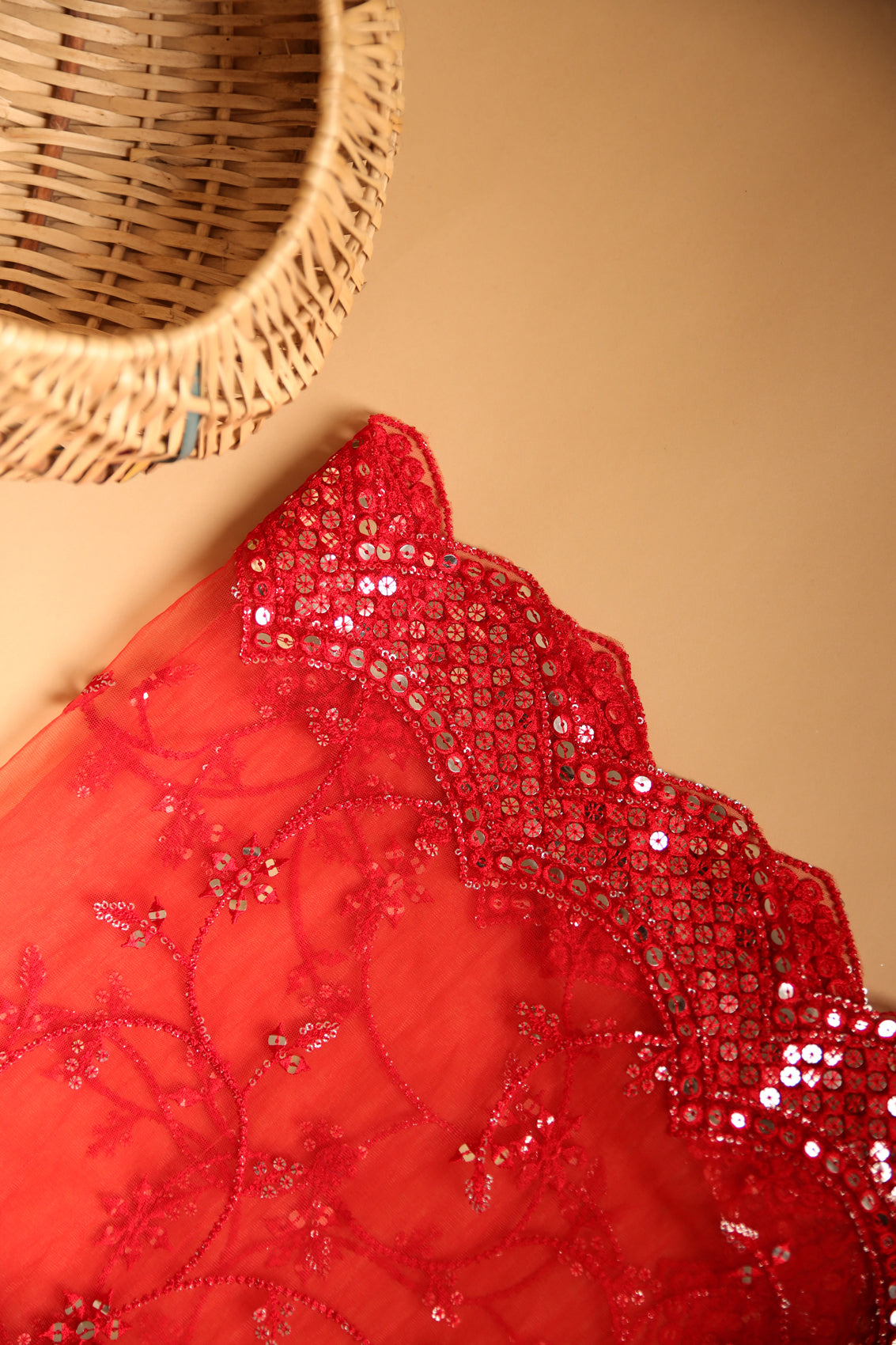 Heavy Bordered Orange Silver Dupatta