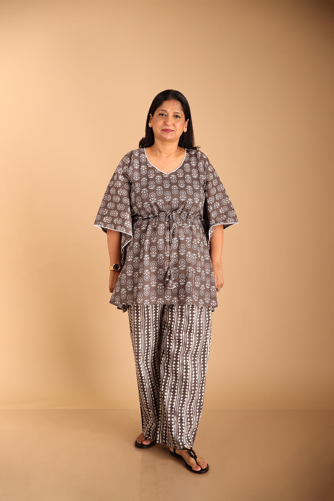 Kaftan Style Grey Lounge Wear Set