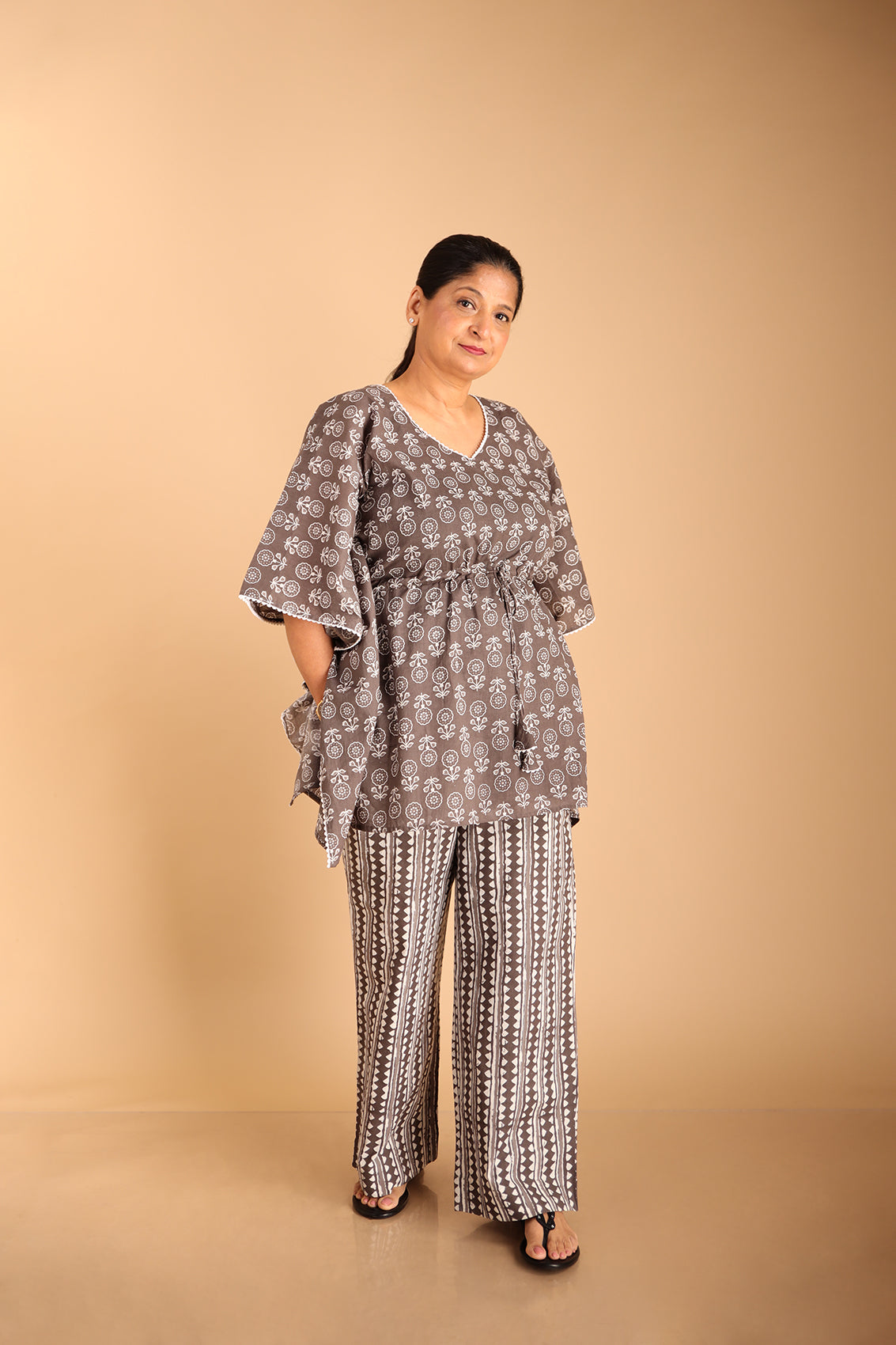 Kaftan Style Grey Lounge Wear Set