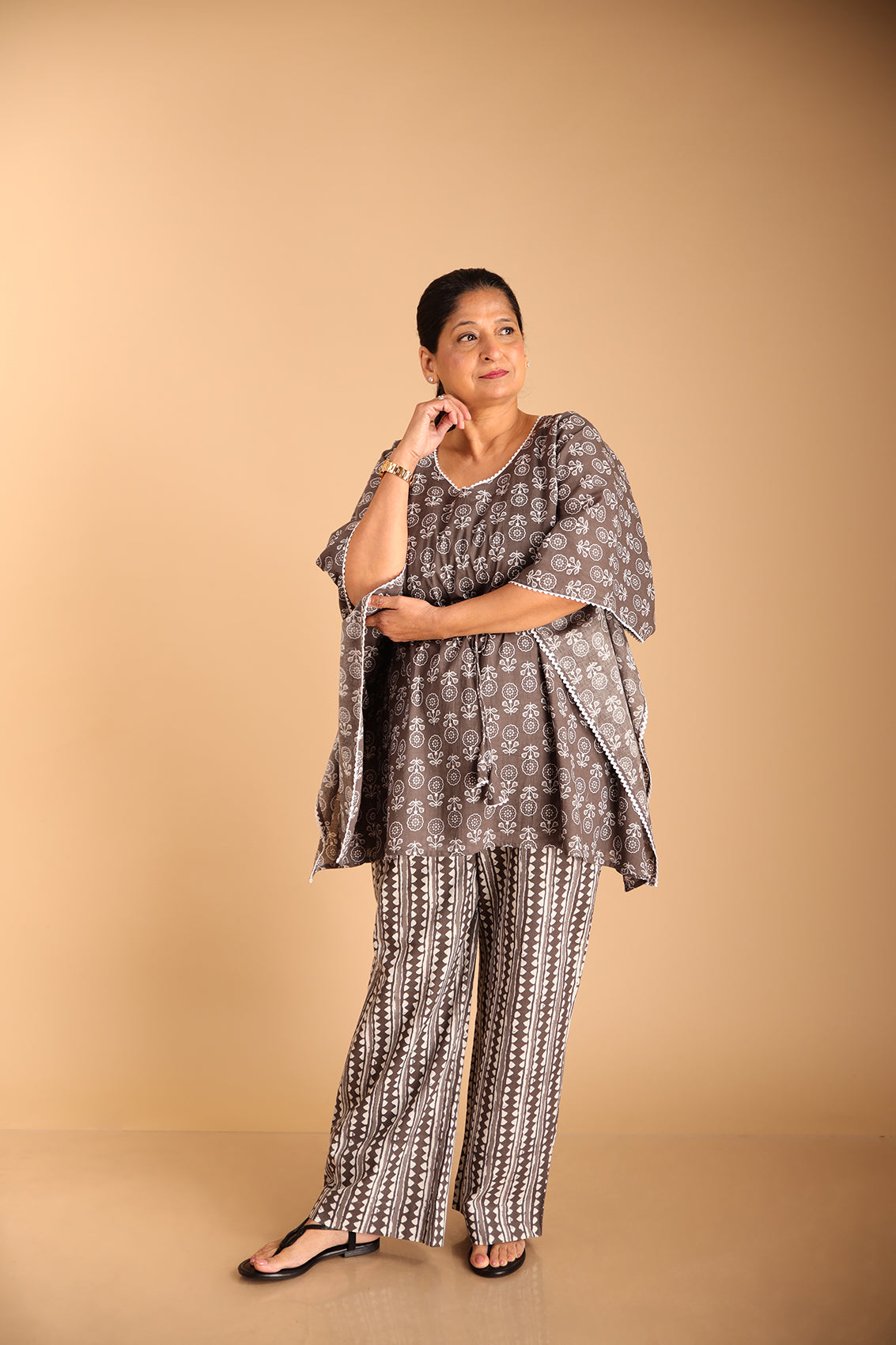 Kaftan Style Grey Lounge Wear Set