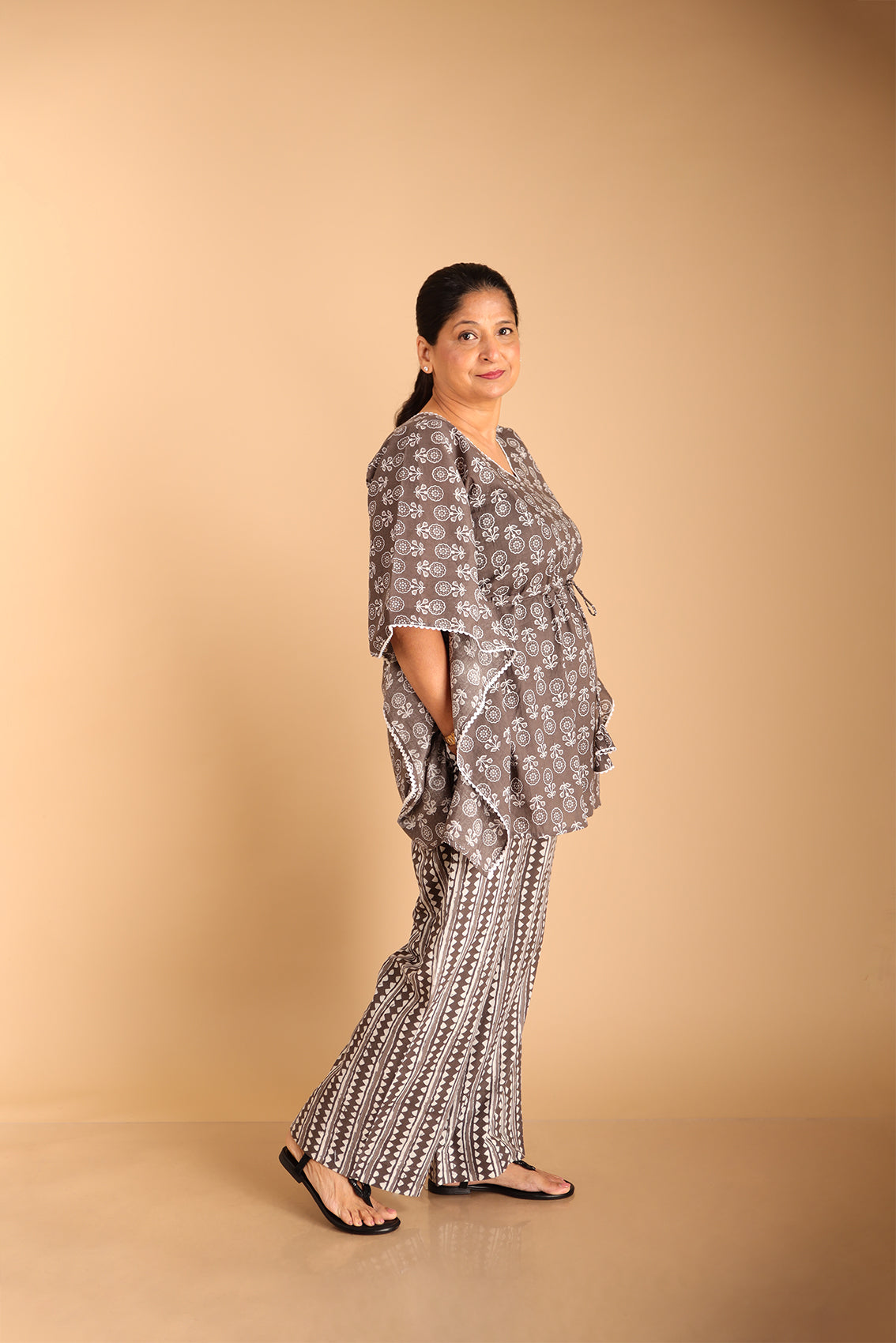 Kaftan Style Grey Lounge Wear Set