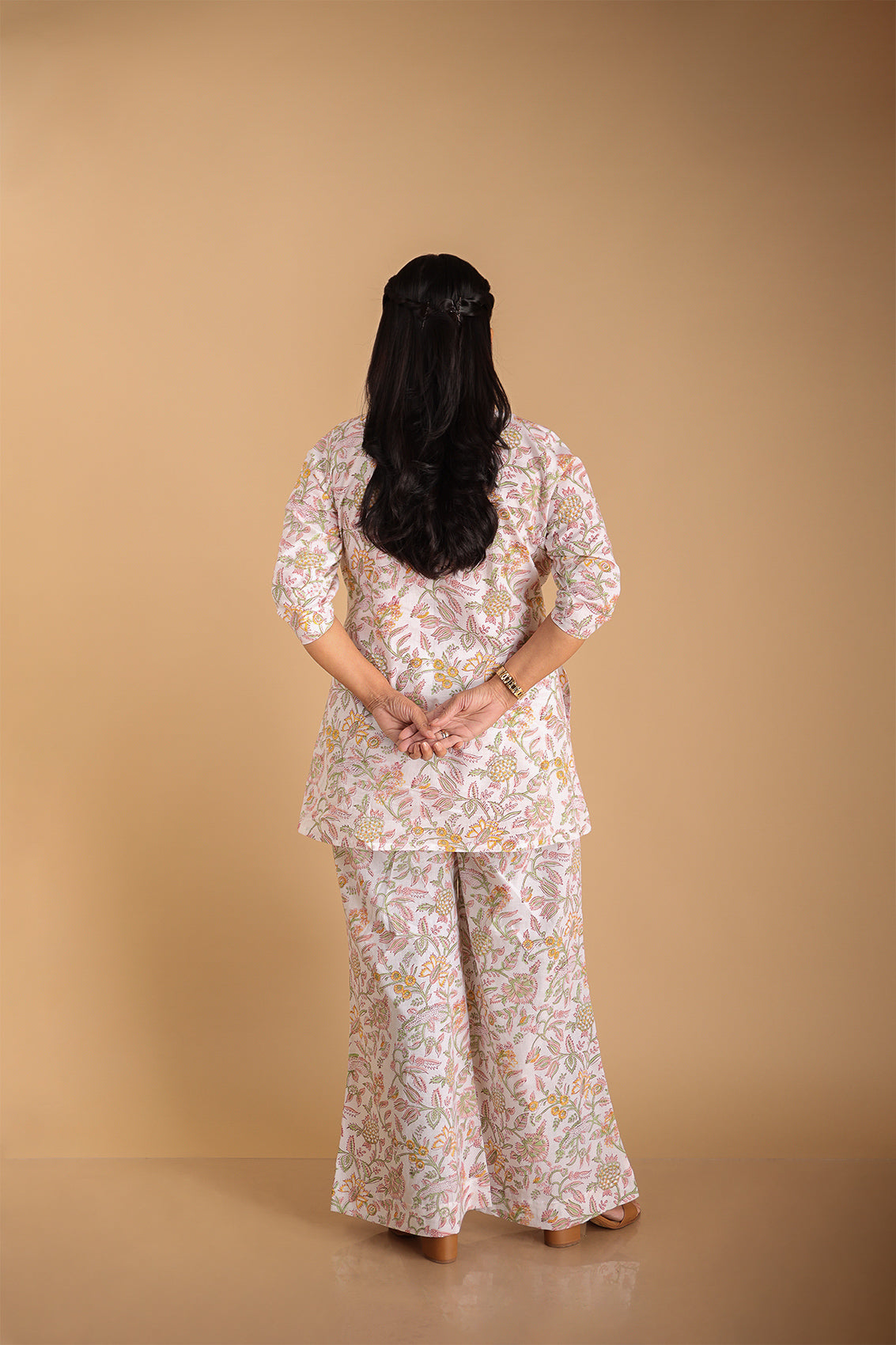 White Floral Lounge Wear Set