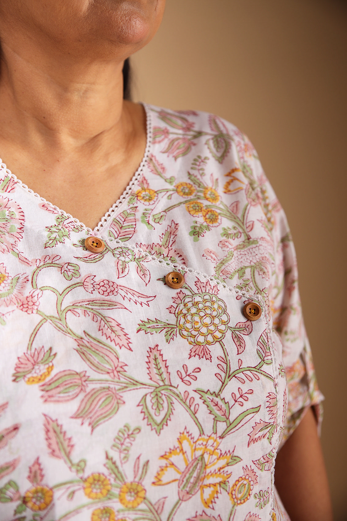 White Floral Lounge Wear Set