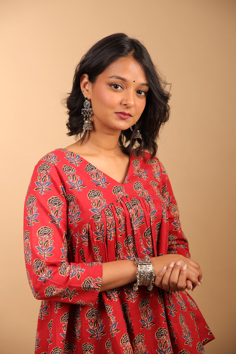 Maroon Red Short Kurti