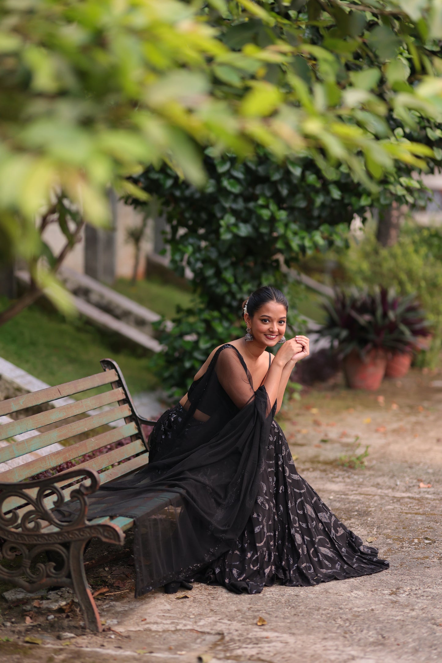 Black Sequin Lehenga (3-piece Set) With customisable blouse