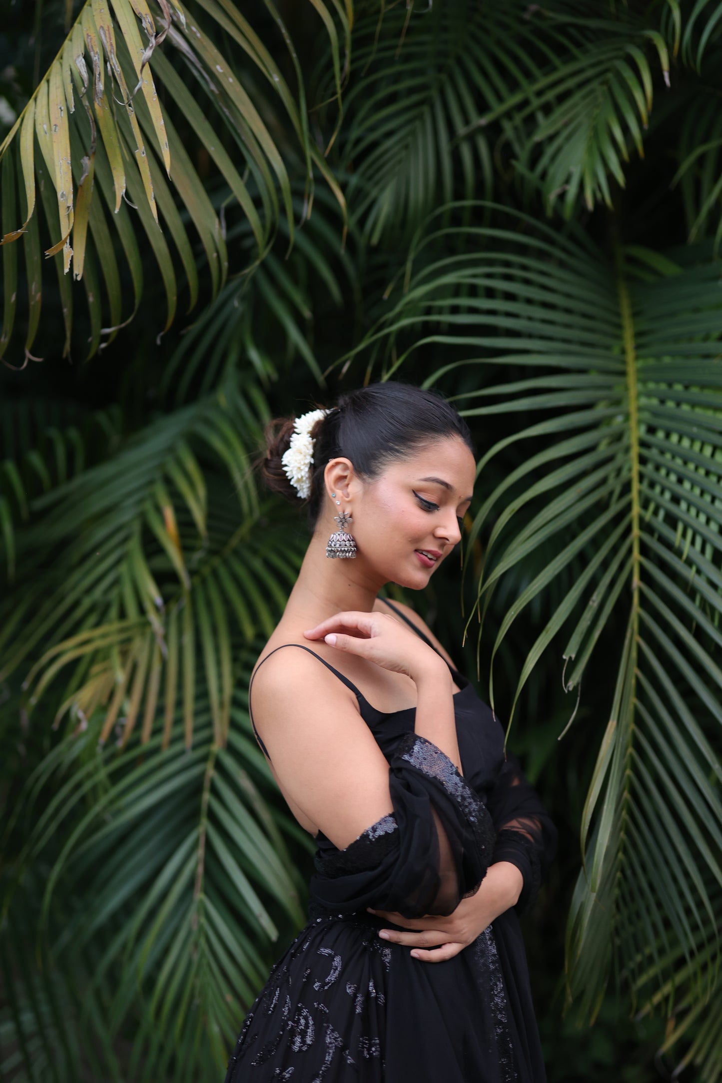 Black Sequin Lehenga (3-piece Set) With customisable blouse