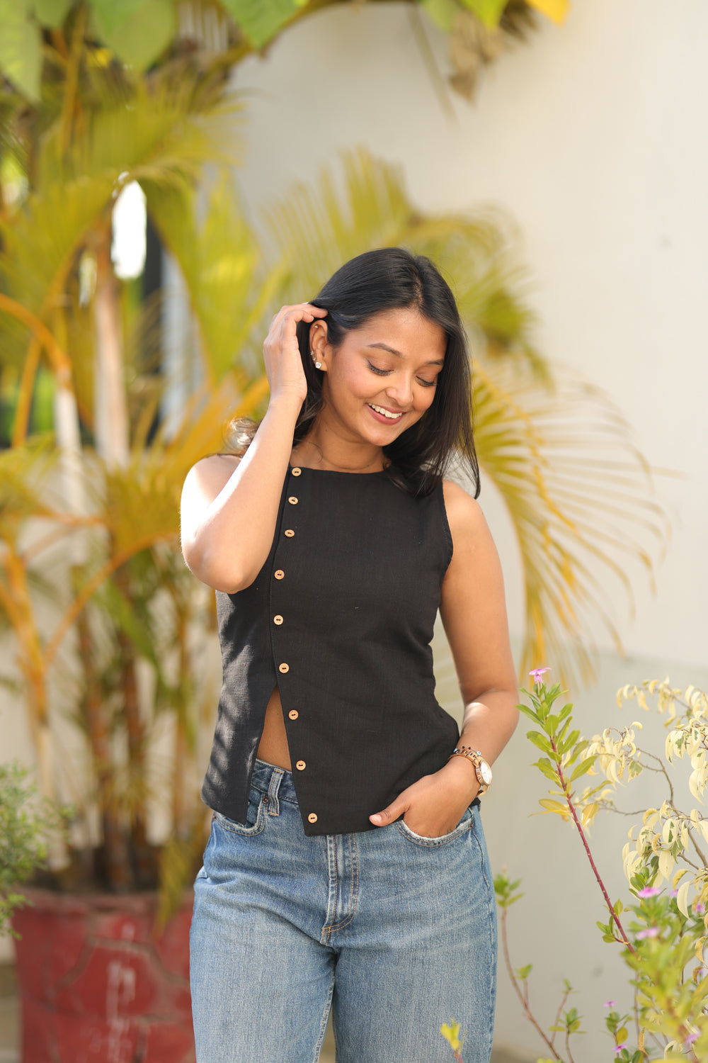 Black Boat-neck Top – Dri By Himadri