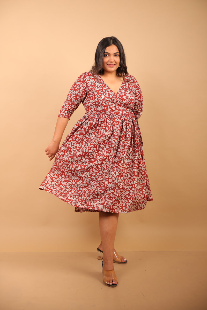 Maroon Angrakha Long Dress