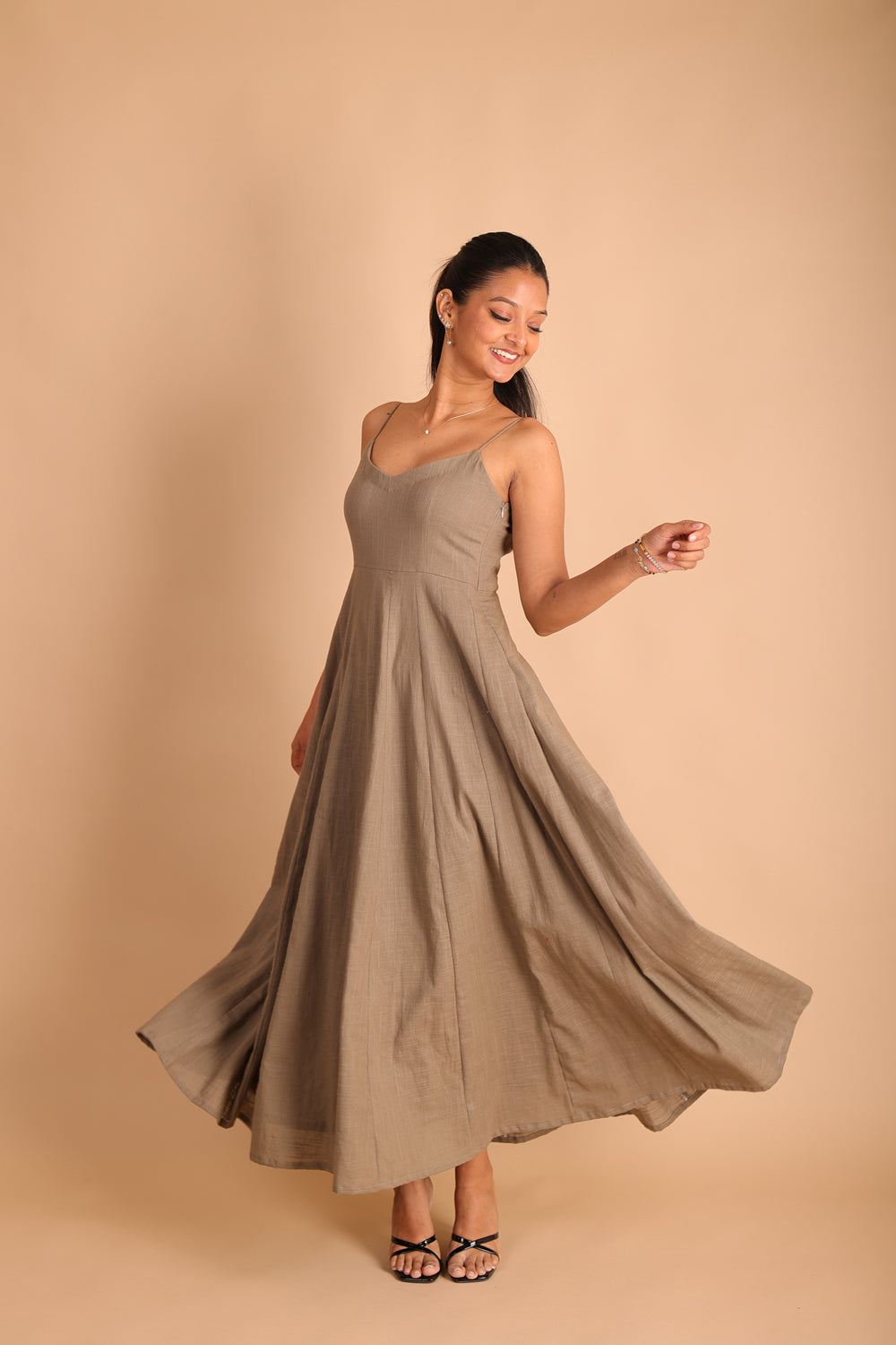 brown grey dress Eka Gray Dress in Brown