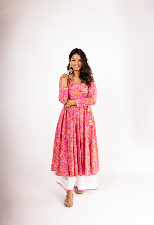 Love Garden Pink Anarkali Set(2 Piece Set)