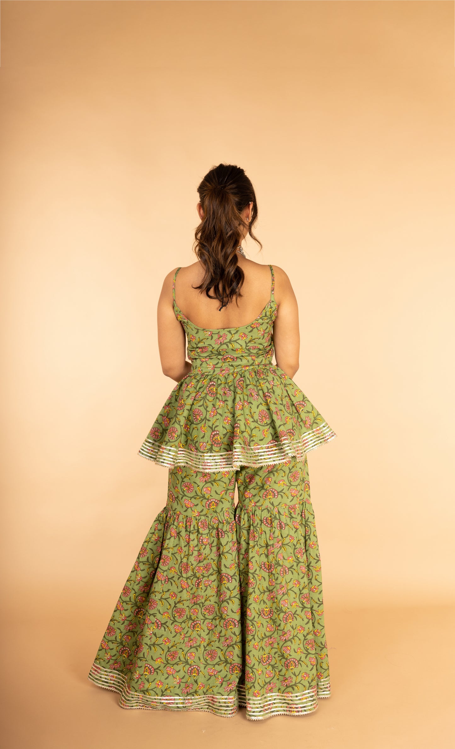 Palm Green Gota Patti Sharara Set