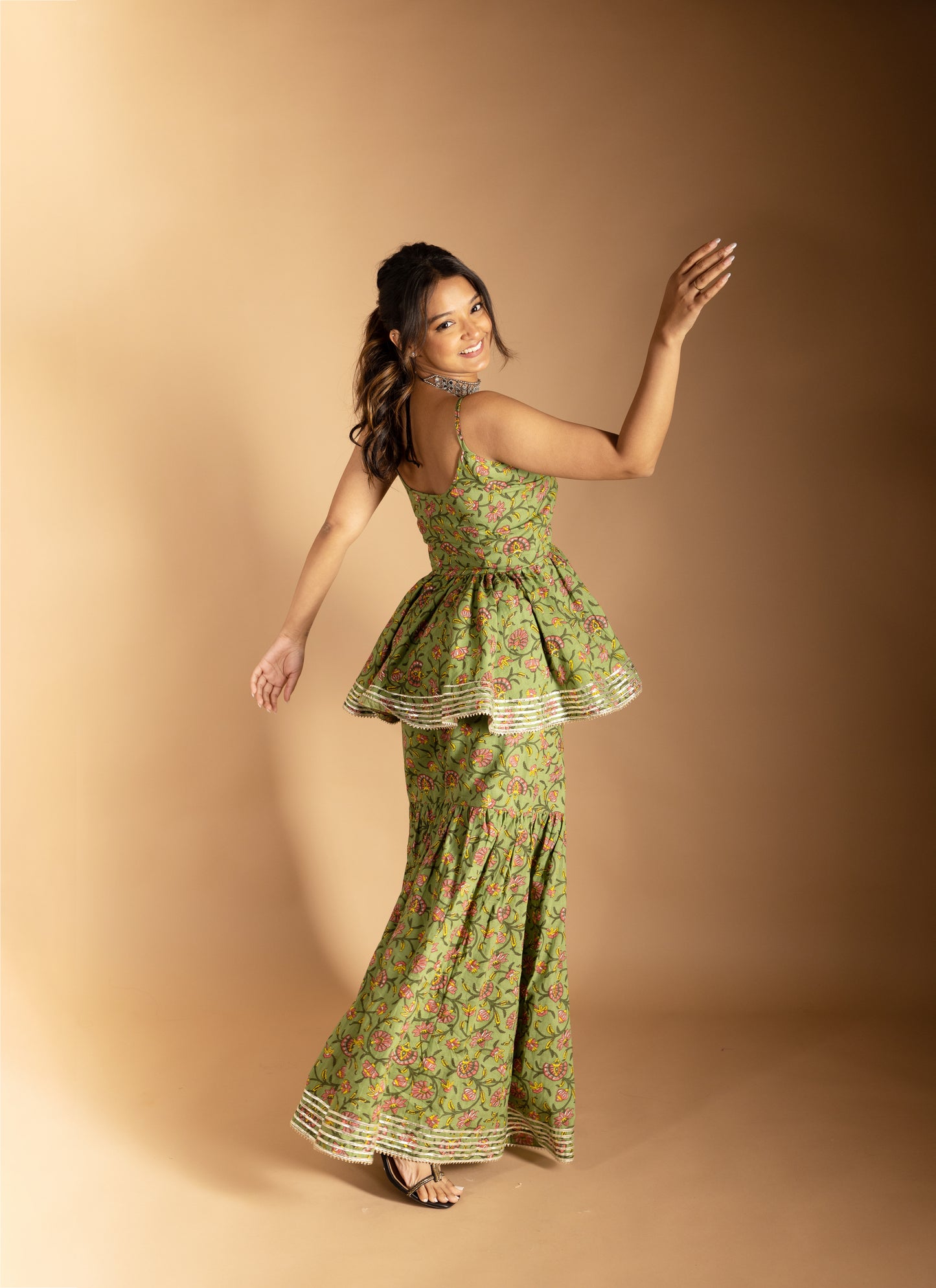 Palm Green Gota Patti Sharara Set