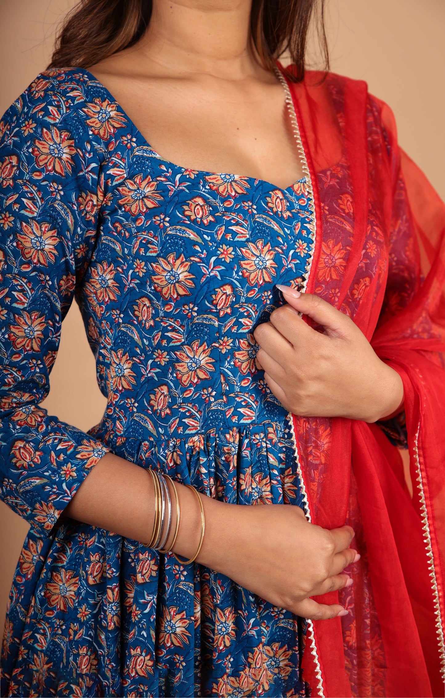 Eazy Breezy Floral Anarkali with Dupatta (2 Piece Set)