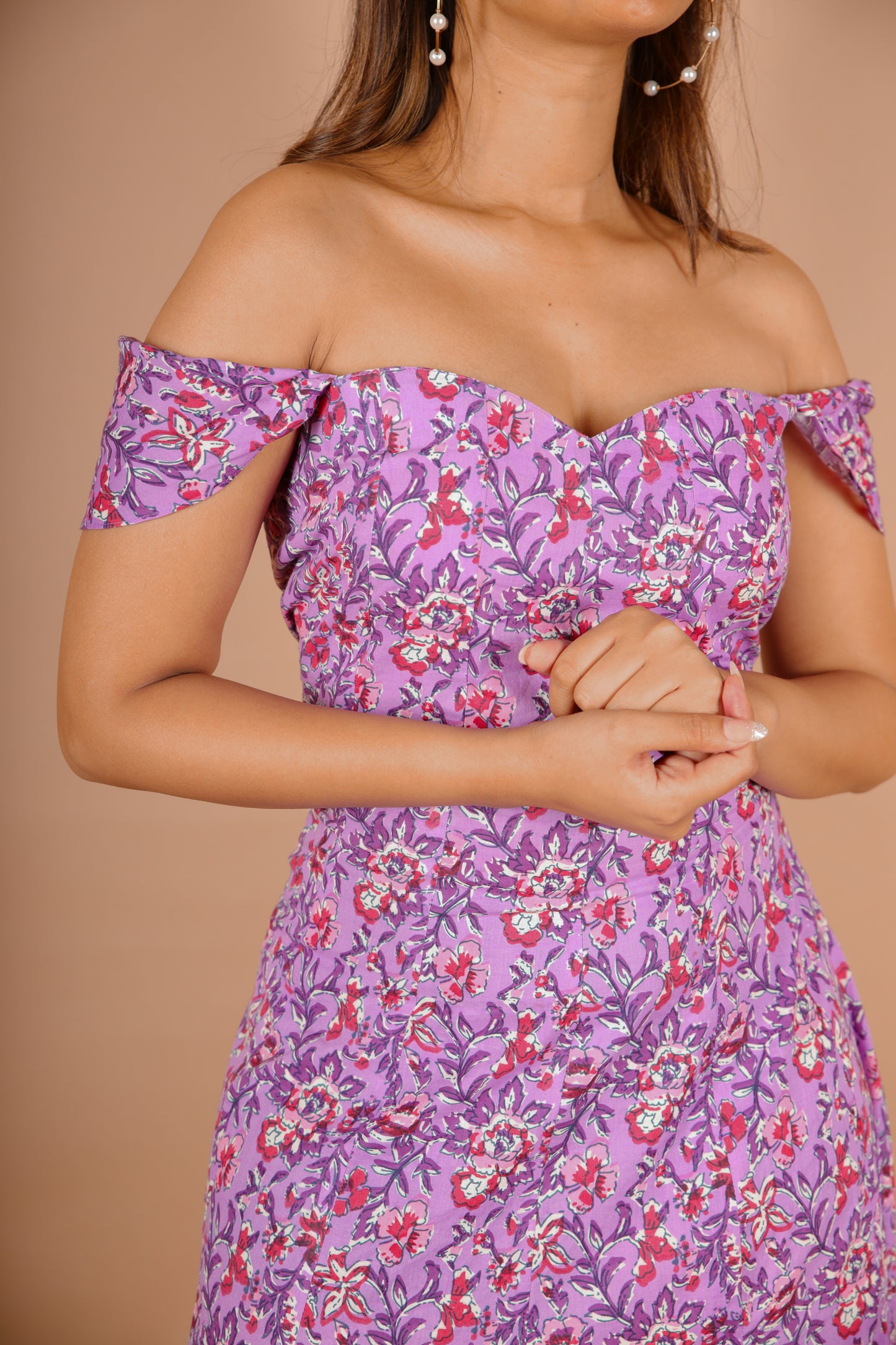 Plume Bloom Slit Floral Dress
