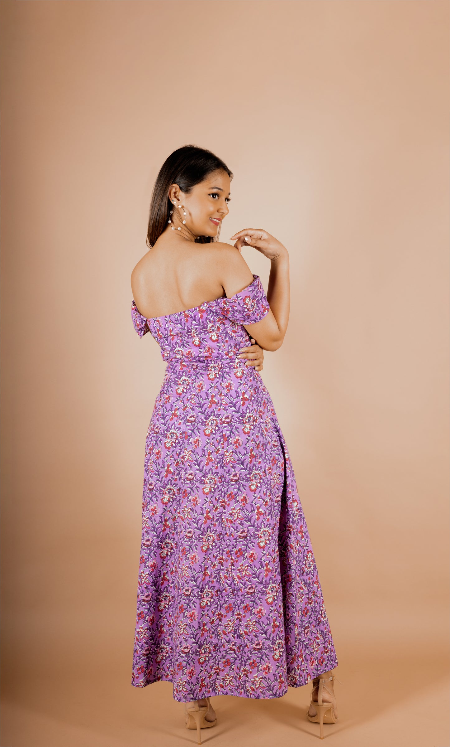 Plume Bloom Slit Floral Dress
