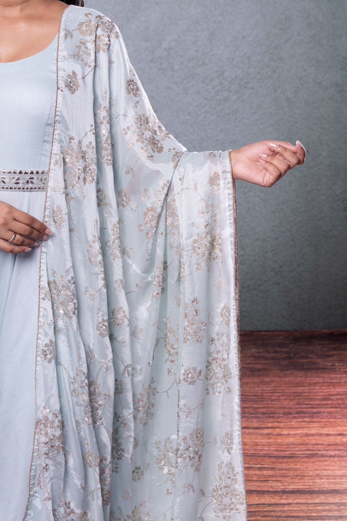 Baby Blue Suit With Belt (3-piece Set)