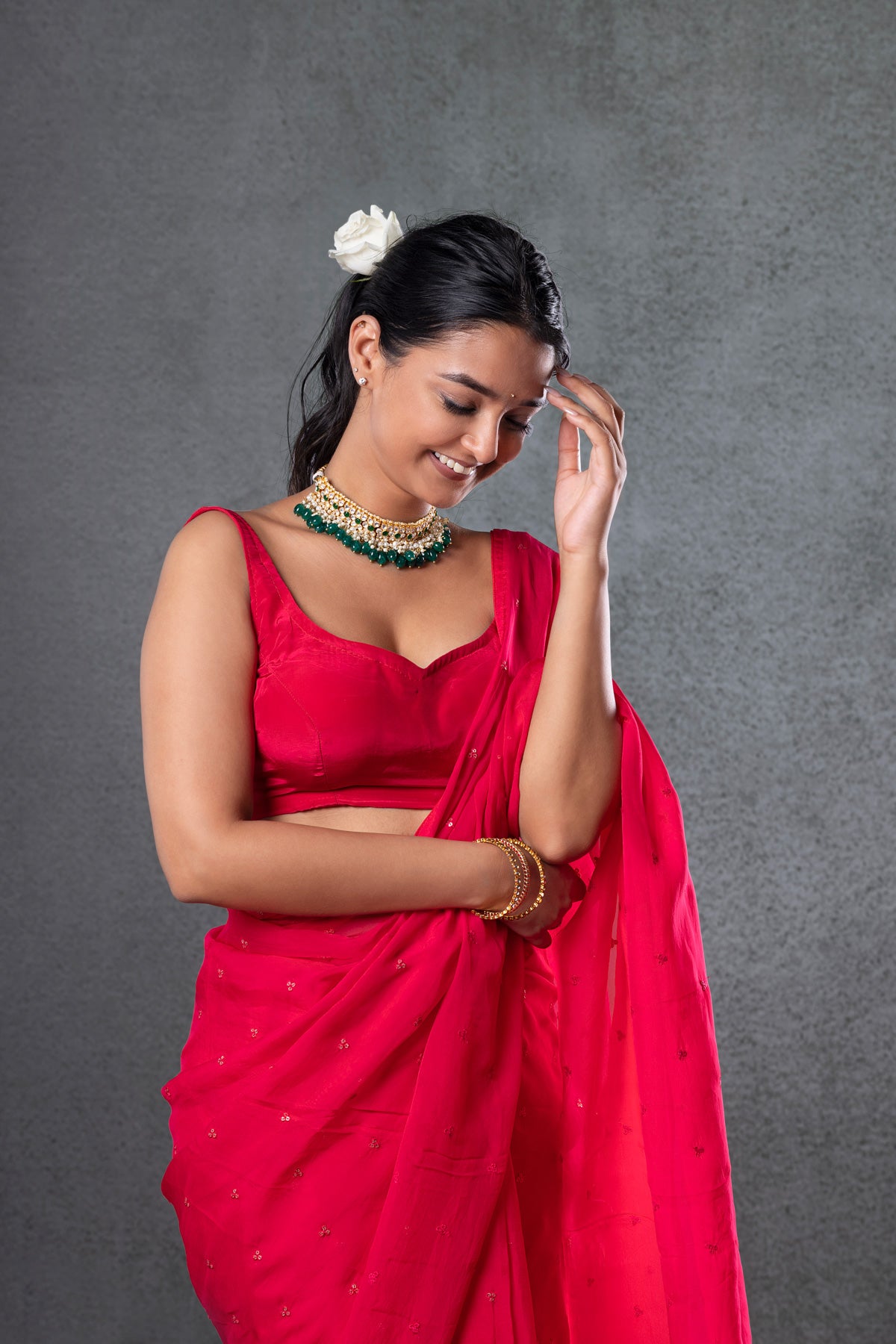 Rani Pink Saree With Blouse