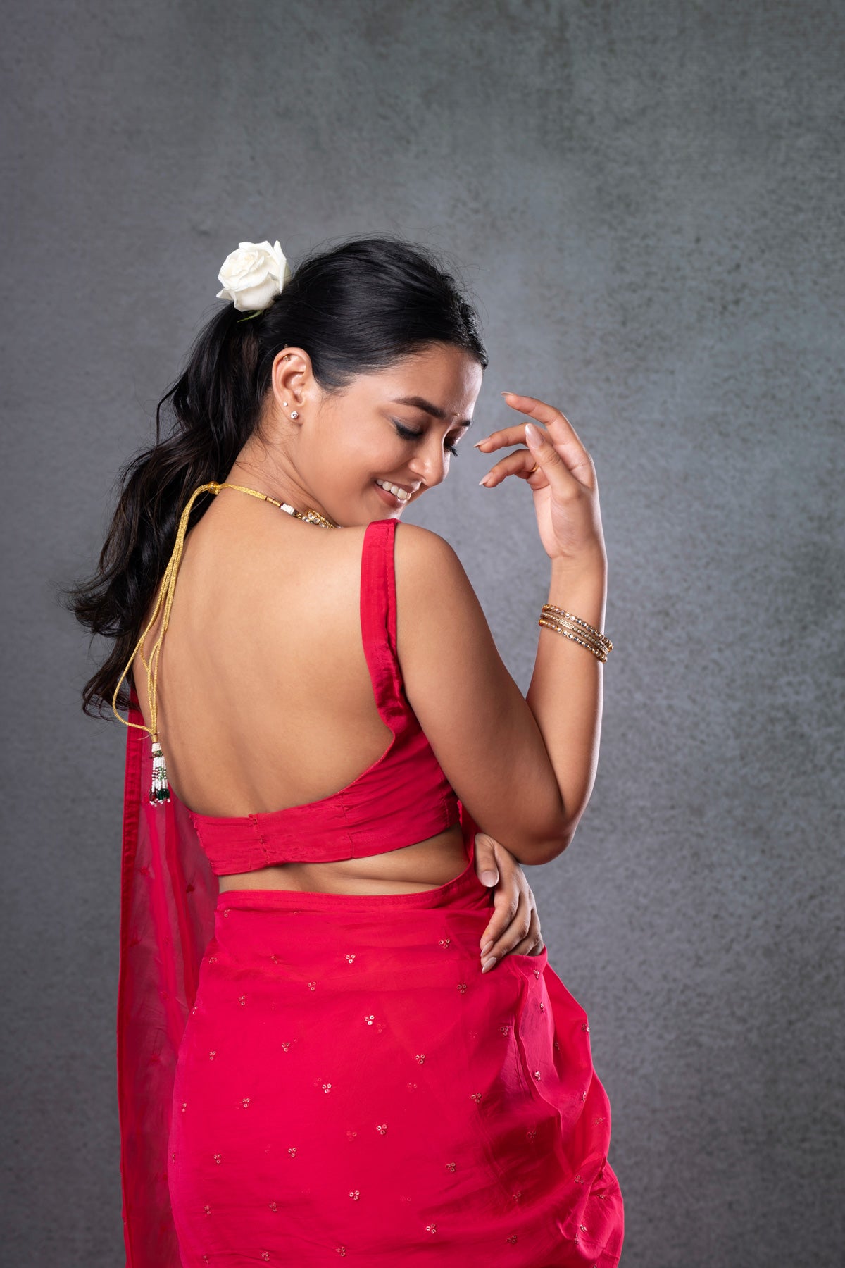 Rani Pink Saree With Blouse