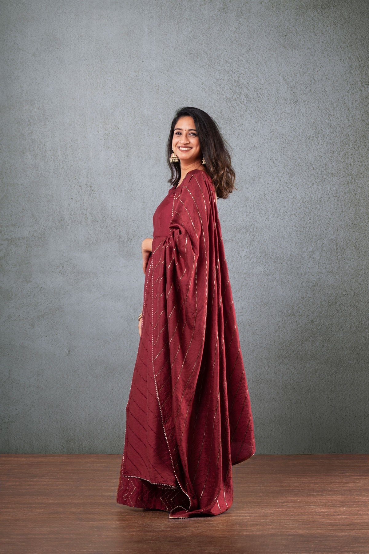 Palazzo Set - Maroon (3-piece Set)