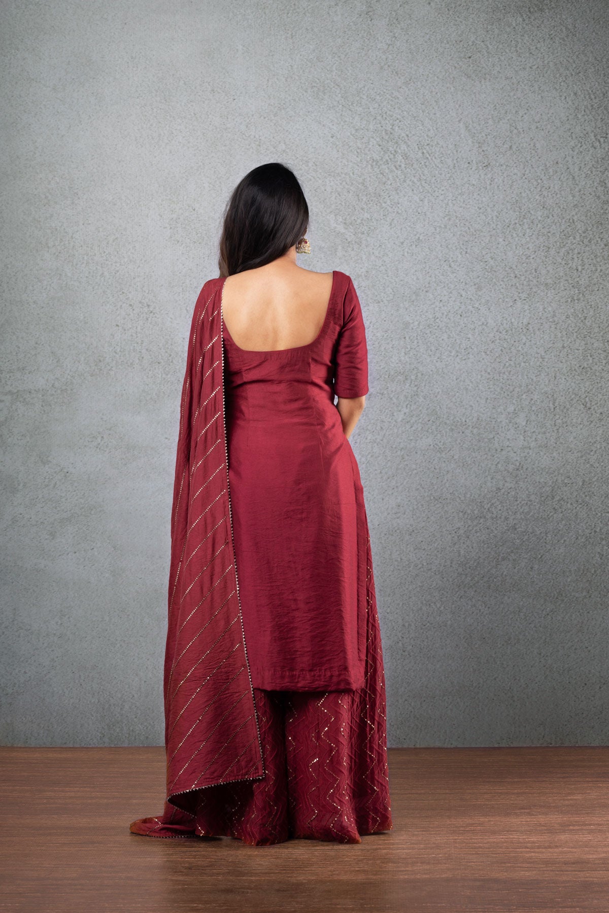 Palazzo Set - Maroon (3-piece Set)