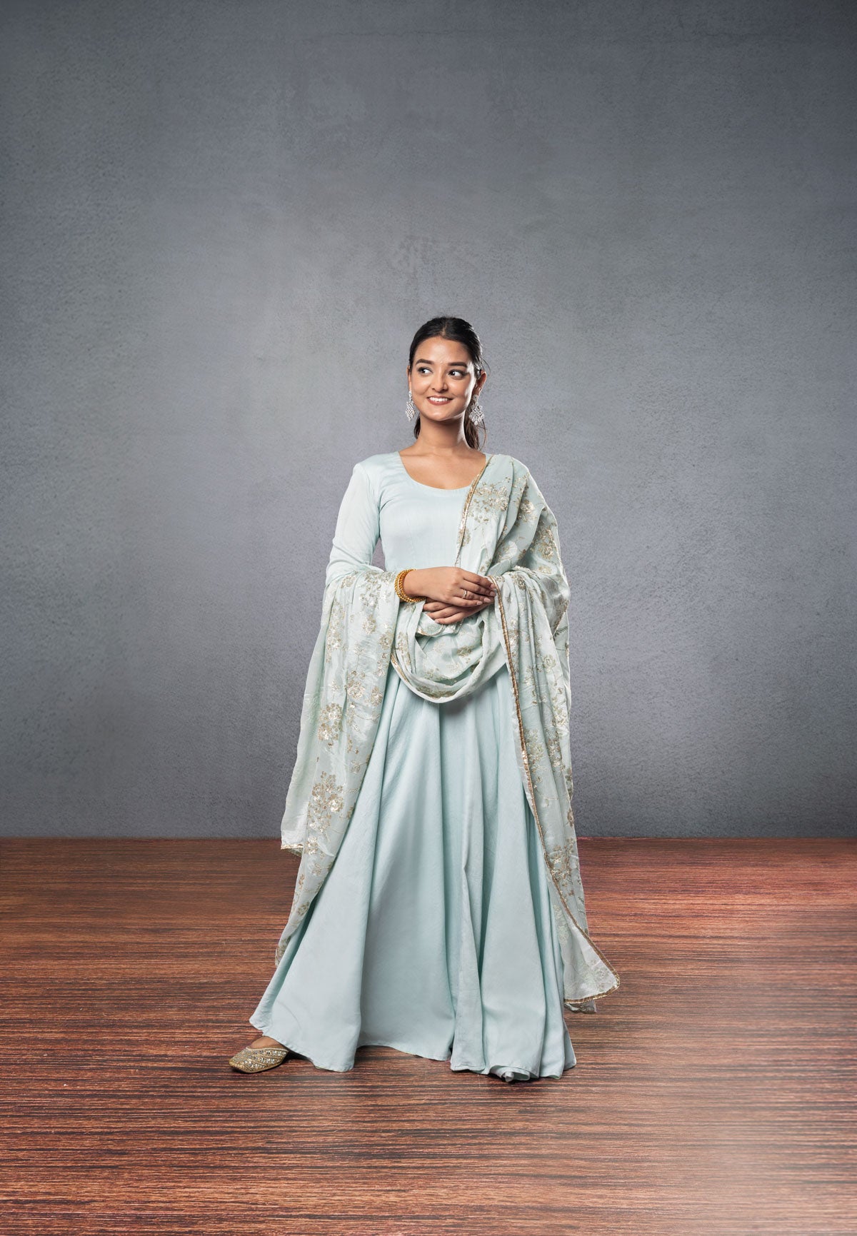 Baby Blue Suit With Belt (3-piece Set)