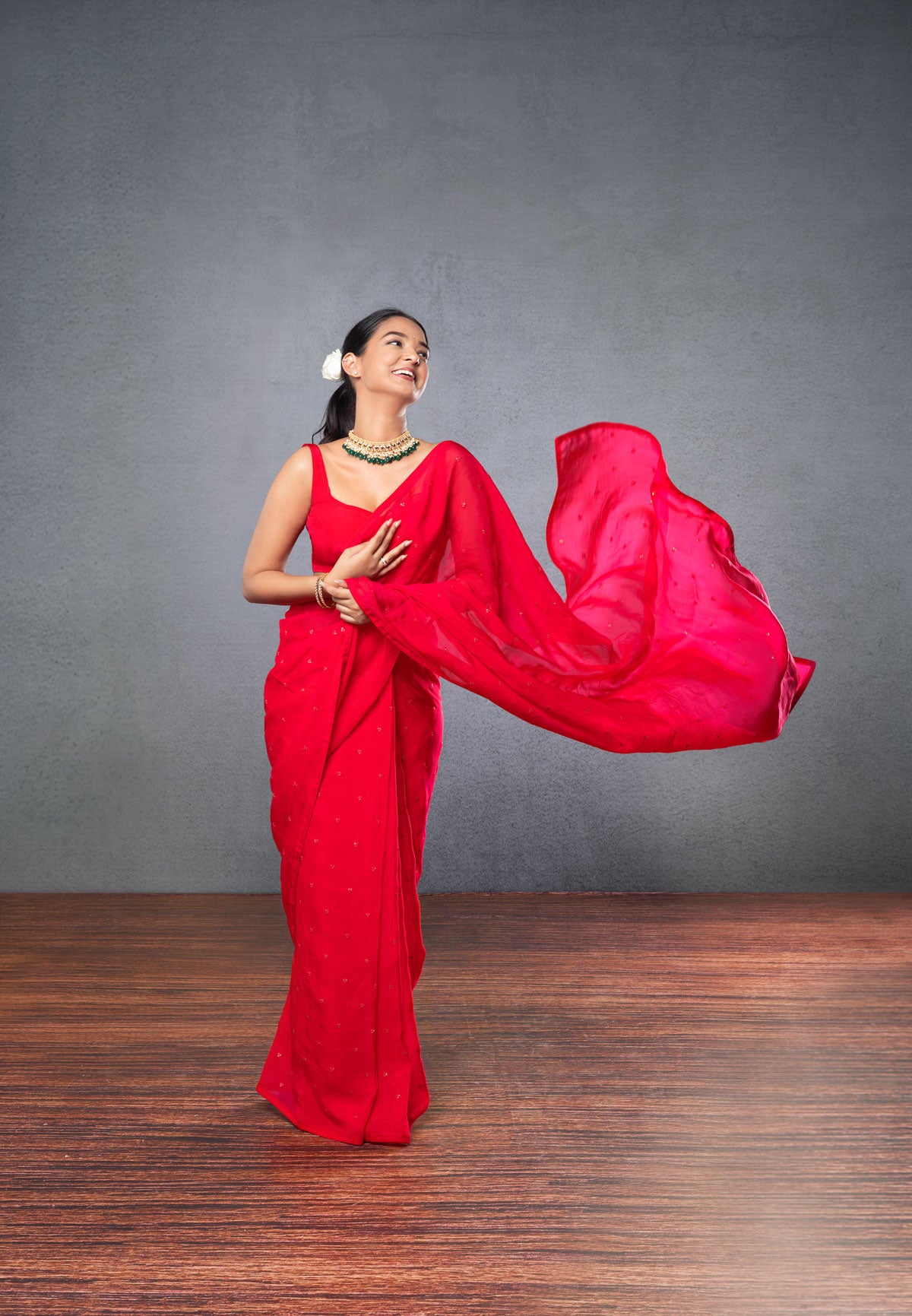 Rani Pink Saree With Blouse