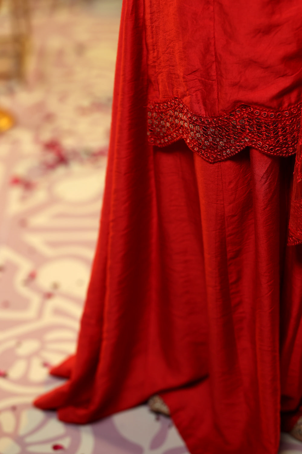 Deep Orange Gharara Set (3-piece Set)