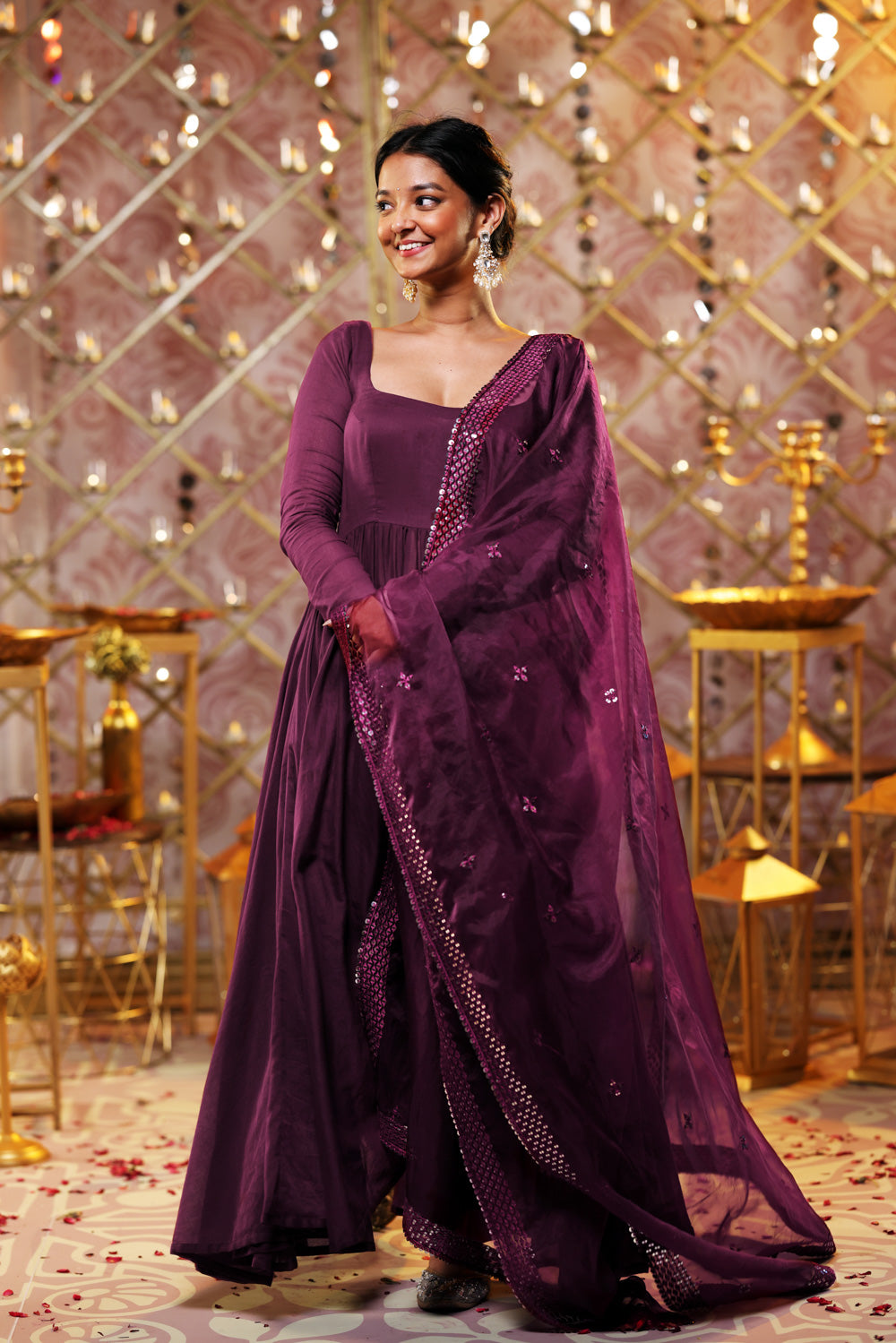 Purple Anarkali (3-piece Set)