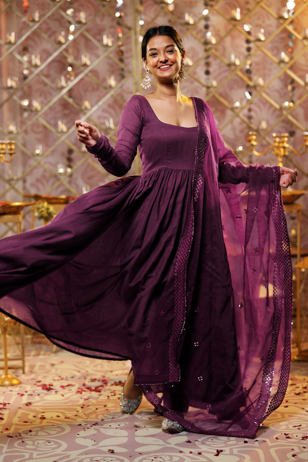 Purple Anarkali (3-piece Set)