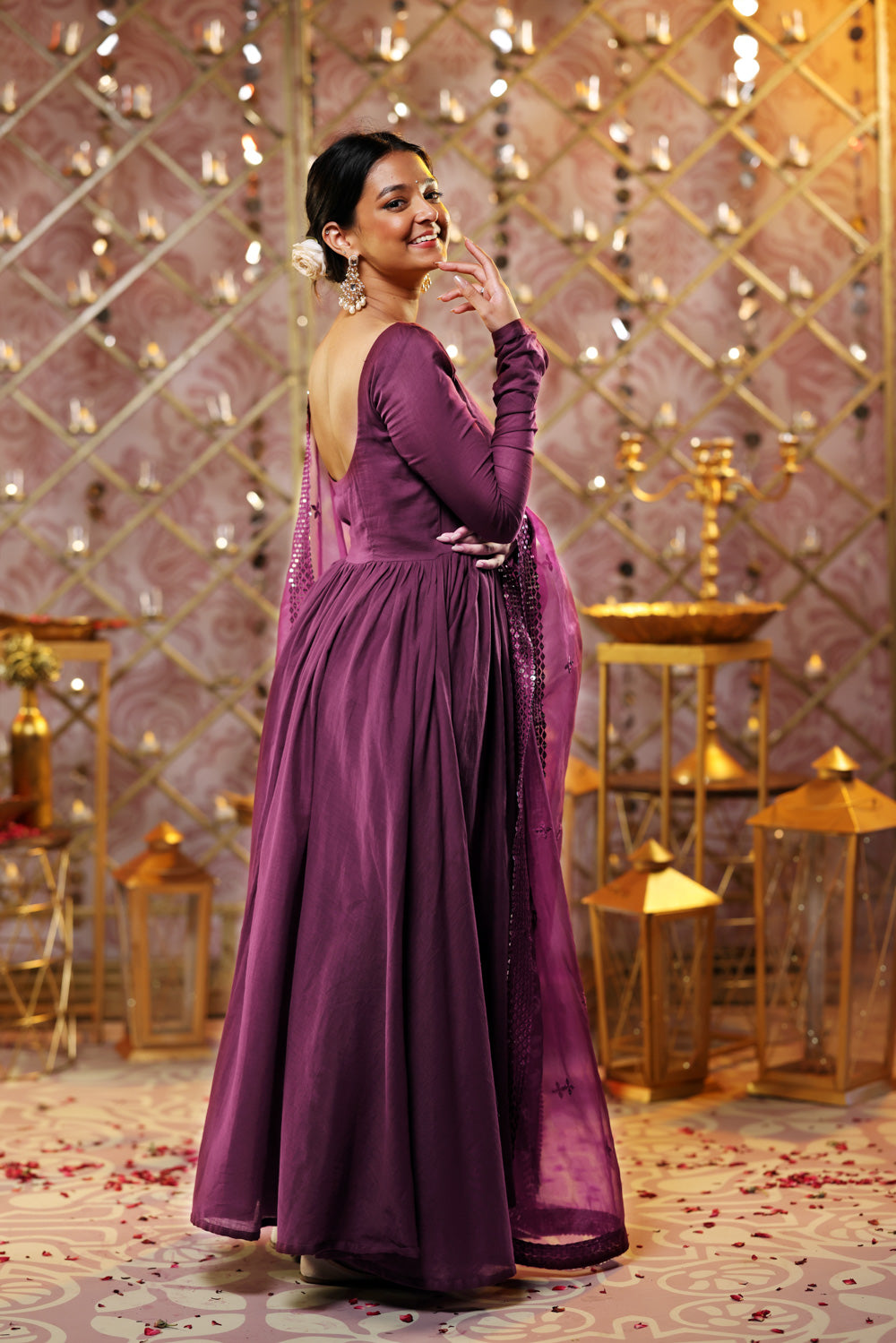 Purple Anarkali (3-piece Set)