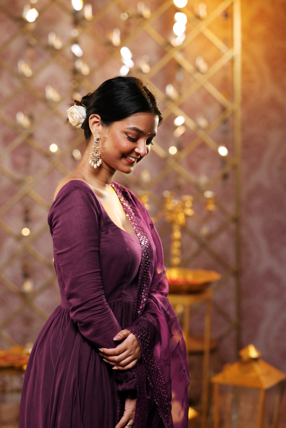 Purple Anarkali (3-piece Set)