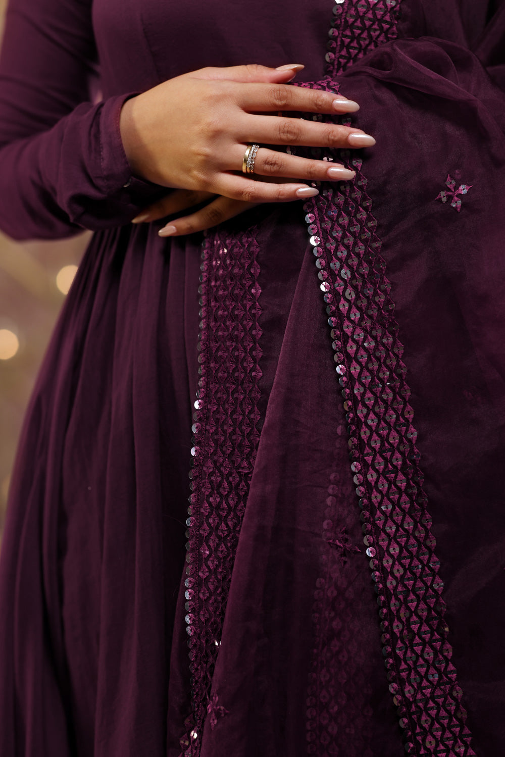 Purple Anarkali (3-piece Set)