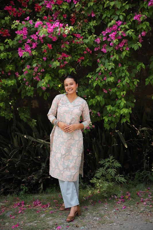 Sky Blue Long Kurti