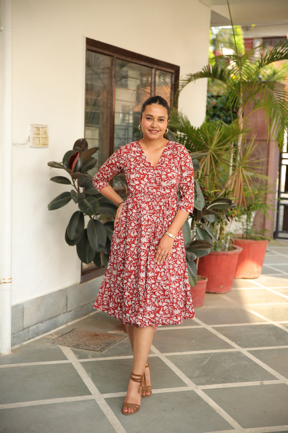 Maroon Angrakha Long Dress