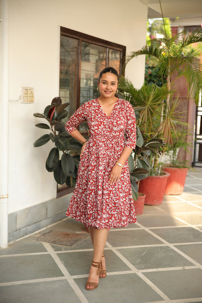 Maroon Angrakha Long Dress